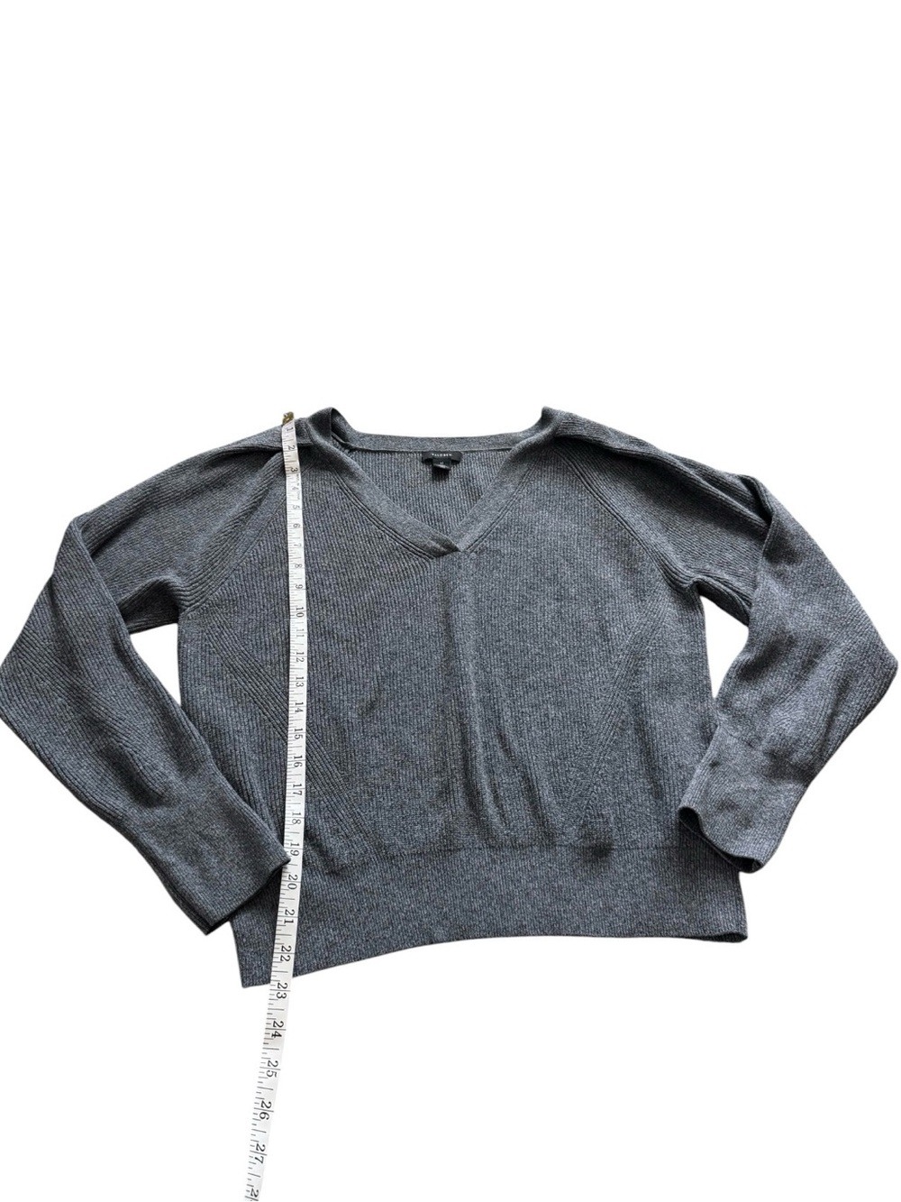 Halogen Super Soft Ribbed V Neck Sweater Gray Pullover XL - Picture 8 of 9